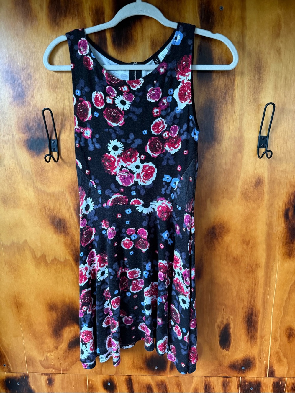 H&M Black Dress with Red & Pink Floral Print